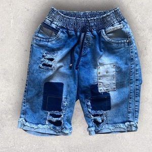 AMW Blue Denim Drawstring Shorts Women Size S/M